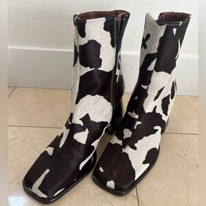 ALOHAS Cow Print Ankle Boots